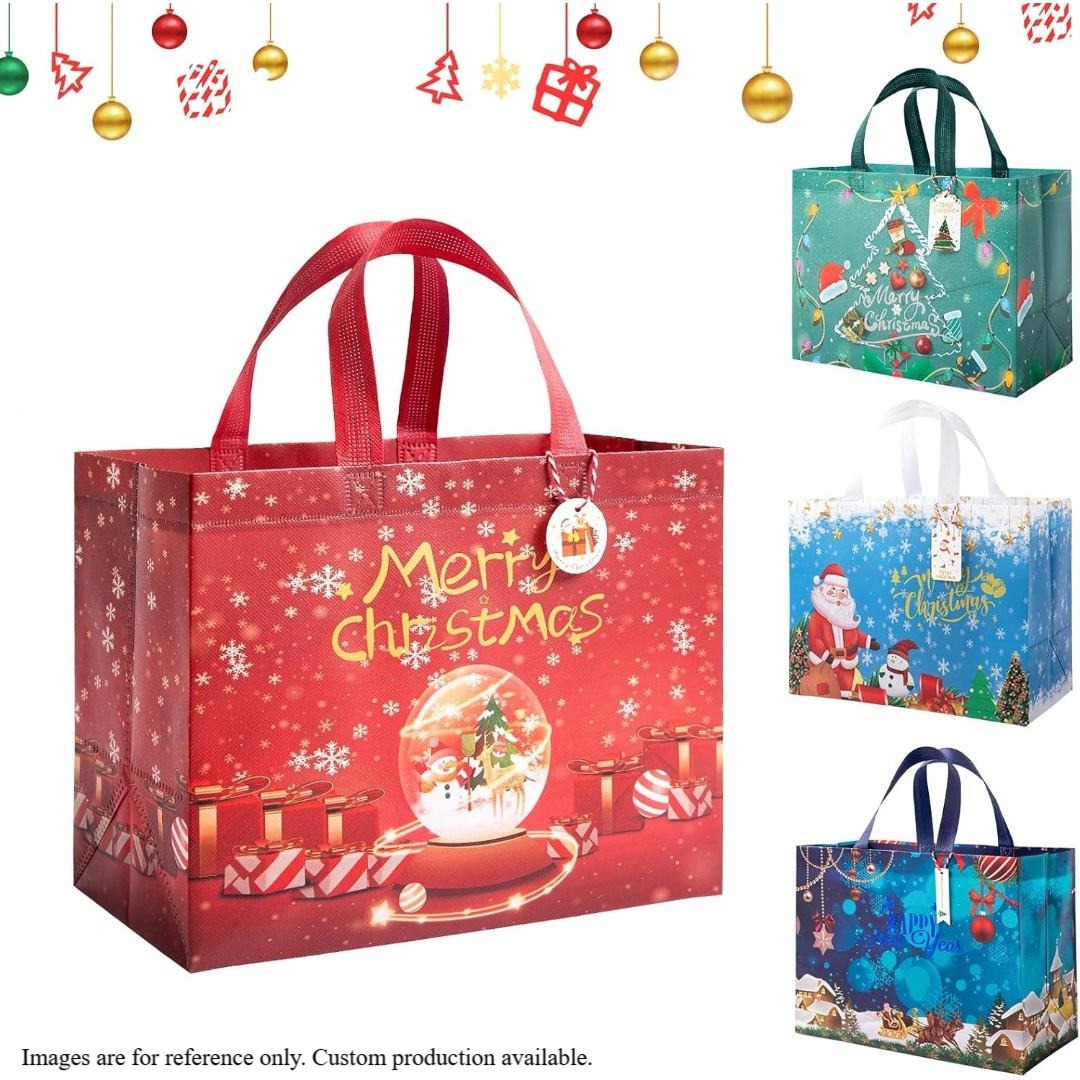 Wholesale Christmas Recyclable Customizable Logo Printing Groceries Ultrasonic Non-Woven Gift Bags