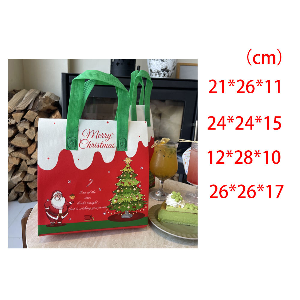 Custom Christmas-Print Disposable Coffee Insulated Bags/Takeout Eco-Friendly Non-Woven Bags