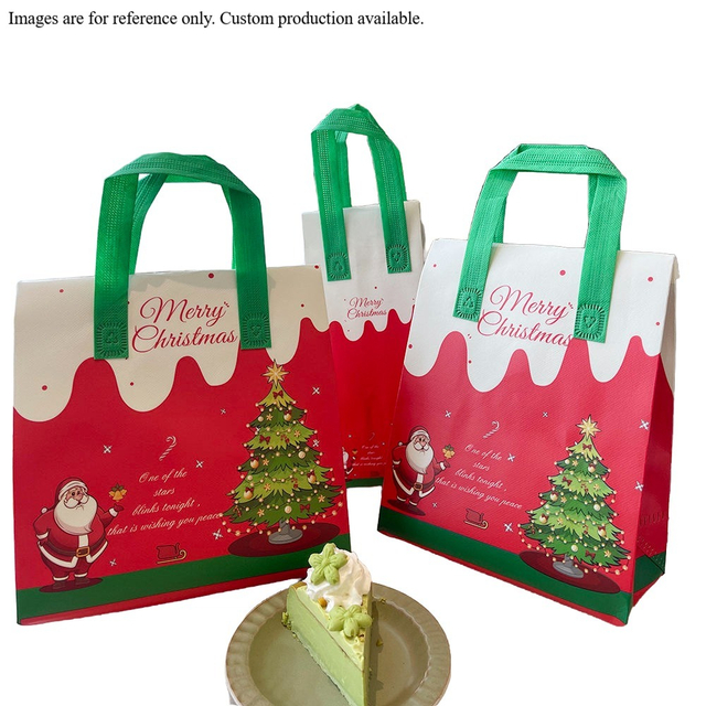 Custom Christmas-Print Disposable Coffee Insulated Bags/Takeout Eco-Friendly Non-Woven Bags