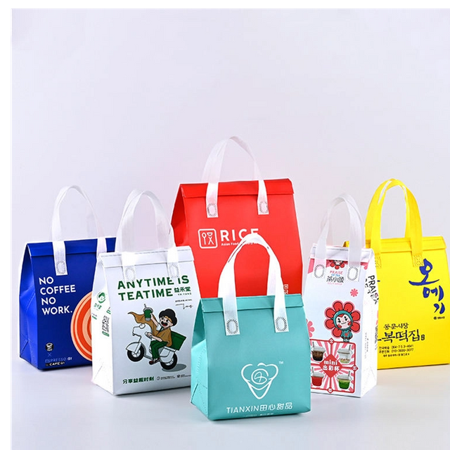 Customized Logo Disposable Insulated Bags OEM/ODM Insulated Lunch Delivery Food-Grade Non-Woven Fabric