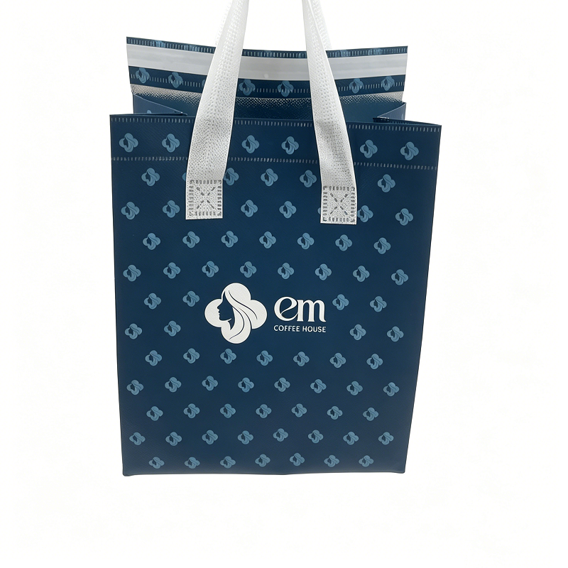 Premium Laminated Tote Bag with Black Trim & Customizable Logo Area